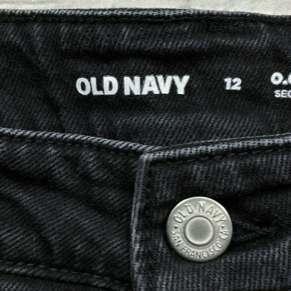 Old Navy Womens Jeans size 12 Black O.G. Loose High Rise Destroyed Denim Stretch - Picture 3 of 11